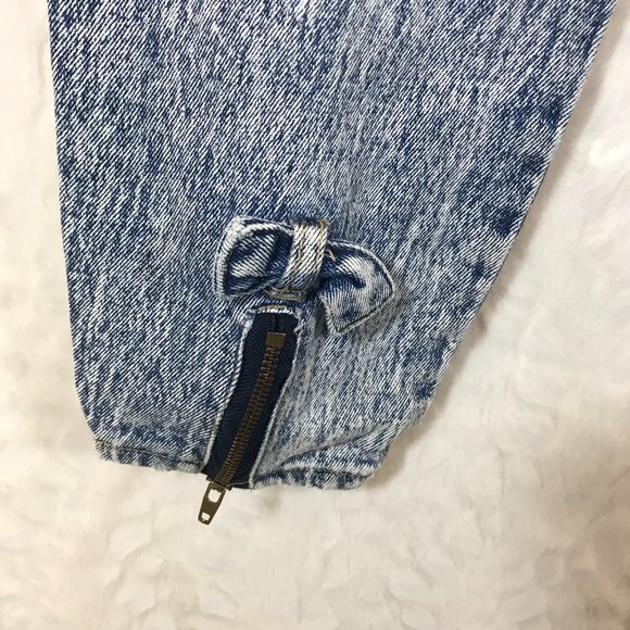 Vintage 80's  Acid Wash High Waist Mom Jeans Bows - Picture 6 of 10